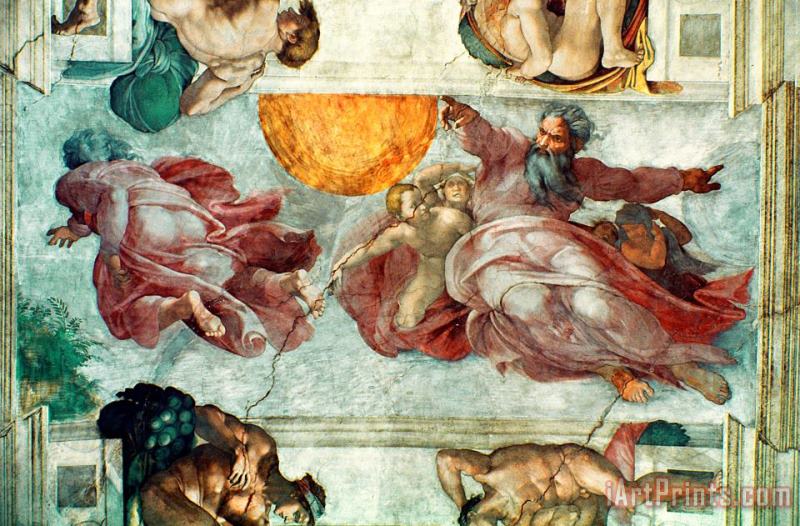 Michelangelo Sistine Chapel Ceiling Creation of the Sun and Moon Art Painting