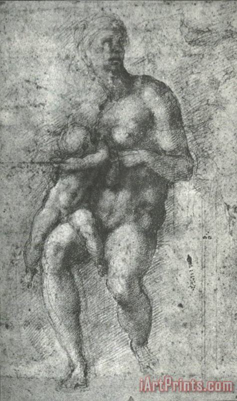 Michelangelo Study for a Holy Family with The Infant St.john Art Painting