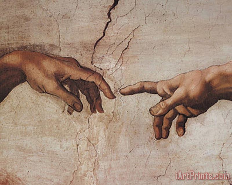 Michelangelo Buonarroti Creation of Adam Detail Hands Art Print