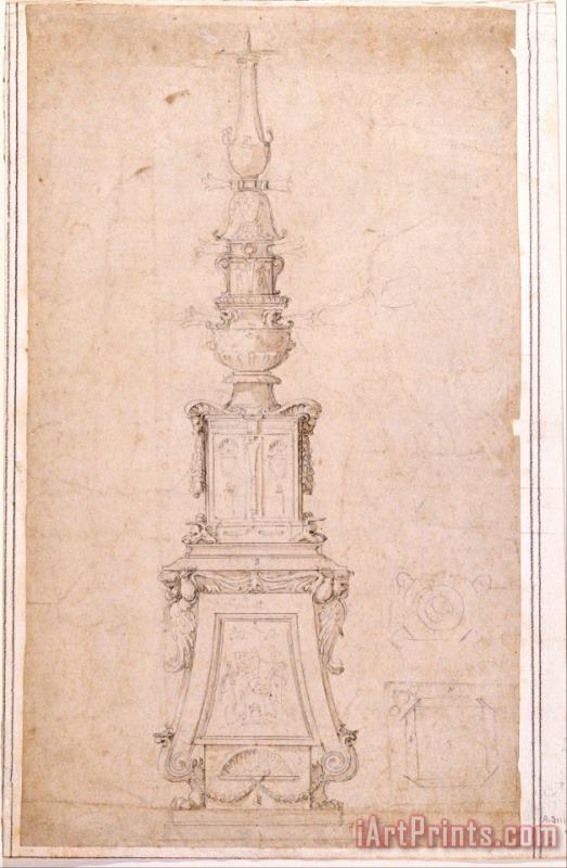 Michelangelo Buonarroti Design for a Candelabrum Art Print
