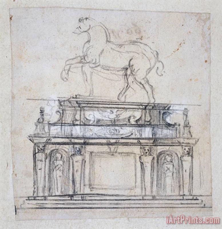 Michelangelo Buonarroti Design for a Statue of Henry II of France Art Painting