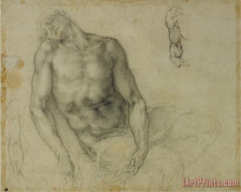 Michelangelo Buonarroti Figure of The Dead Christ And Two Studies of The Right Arm Art Painting