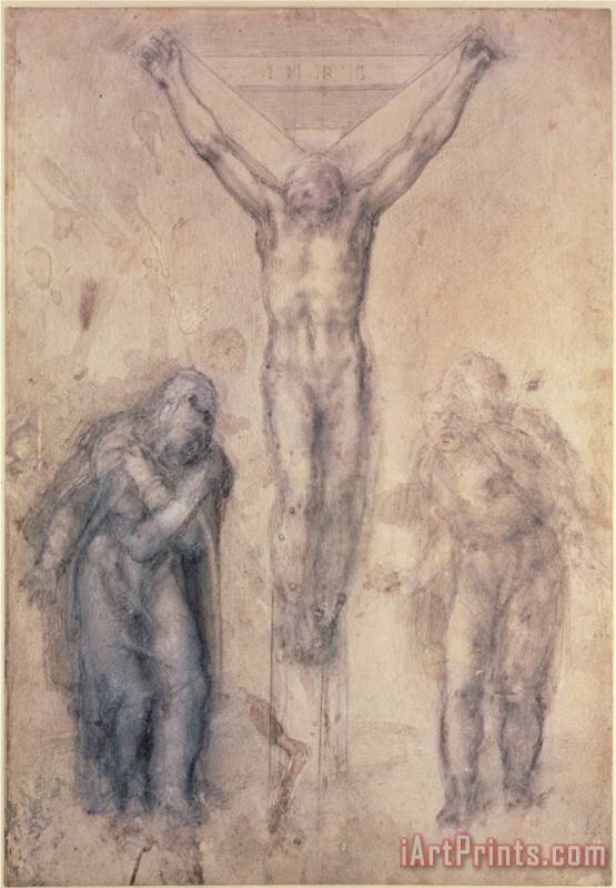 Inv 1895 9 15 509 Recto W 81 Study for a Crucifixion painting - Michelangelo Buonarroti Inv 1895 9 15 509 Recto W 81 Study for a Crucifixion Art Print