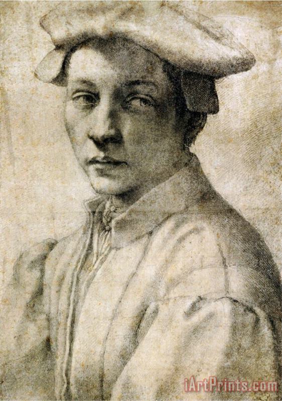 Michelangelo Buonarroti Portrait of Andrea Quaratesi Around 1532 Black Chalk on Paper Art Print