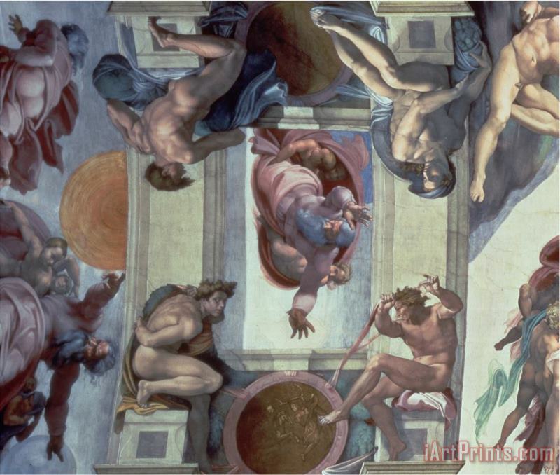 Michelangelo Buonarroti Sistine Chapel Ceiling 1508 12 The Separation of The Waters From The Earth 1511 12 Art Painting