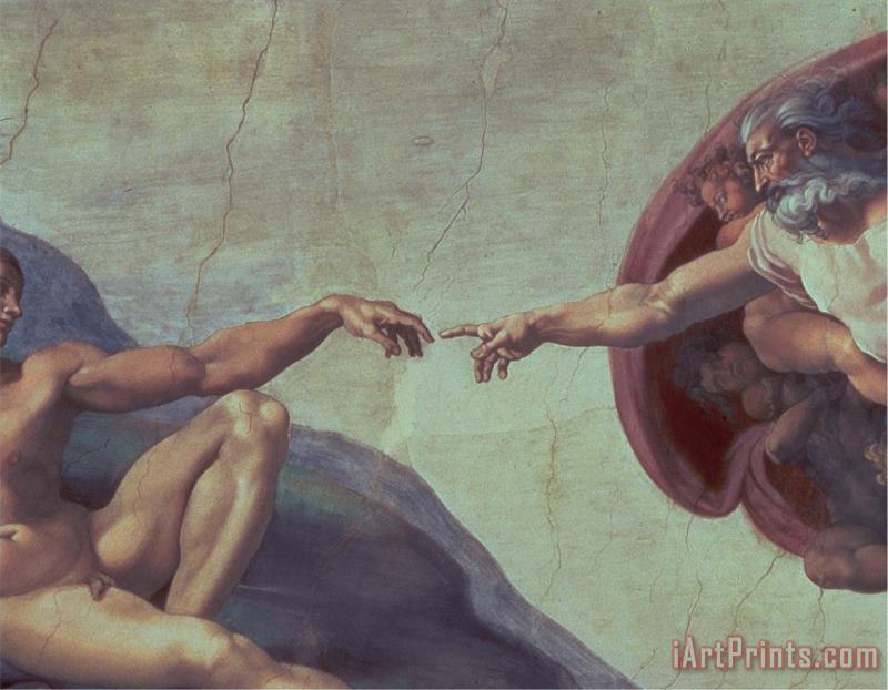 Michelangelo Buonarroti Sistine Chapel Ceiling Creation of Adam Detail of The Outstretched Arms 1510 Art Print