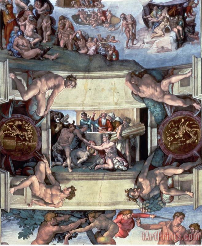 Michelangelo Buonarroti Sistine Chapel Ceiling The Sacrifice of Noah 1508 10 Art Painting