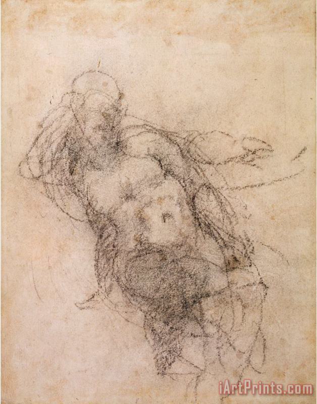 Michelangelo Buonarroti Study for Noah in The Drunkenness of Noah 1508 12 Art Painting