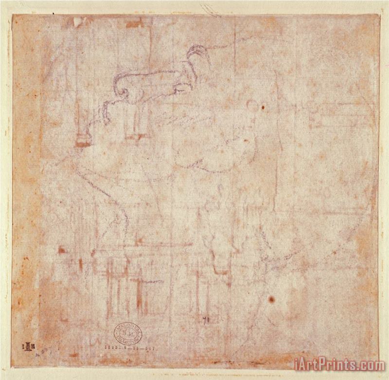 Michelangelo Buonarroti Study of a Head 1525 26 Black Chalk on Paper Verso for Recto See 191779 Art Print