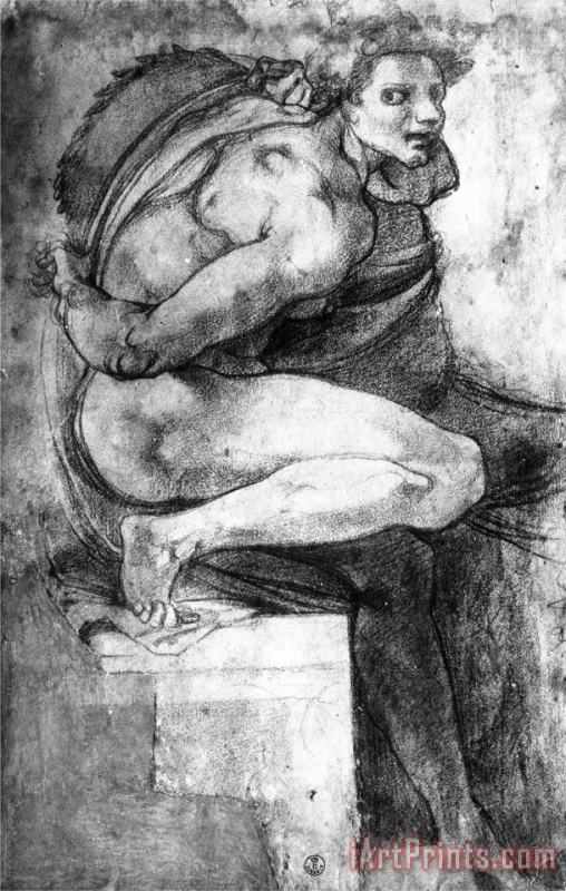 Michelangelo Buonarroti Study of a Male Nude with Bent Leg Gabinetto Dei Disegni E Delle Stampe Uffizi Gallery Florence Art Painting
