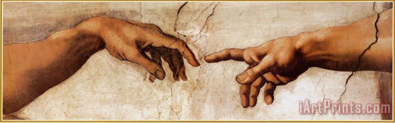 The Creation of Adam C 1510 Detail painting - Michelangelo Buonarroti The Creation of Adam C 1510 Detail Art Print