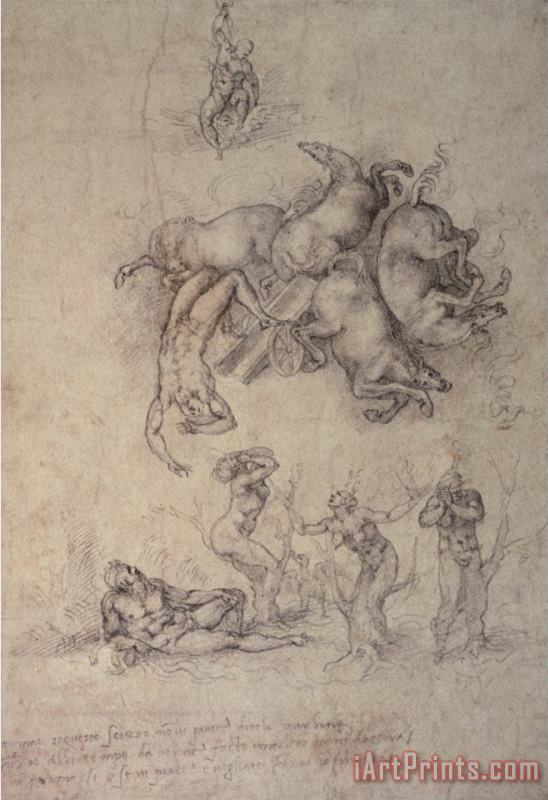 Michelangelo Buonarroti The Fall of Phaethon 1533 Art Painting