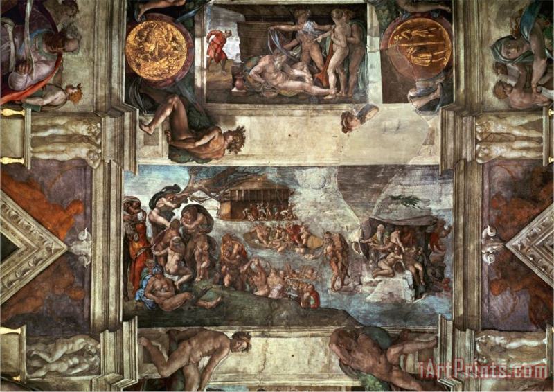 Michelangelo Buonarroti The Sistine Chapel Noah's Drunkenness The Flood Art Print
