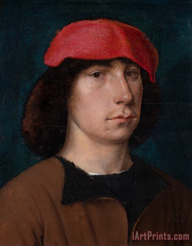 A Young Man in a Red Cap painting - Michiel Sittow A Young Man in a Red Cap Art Print