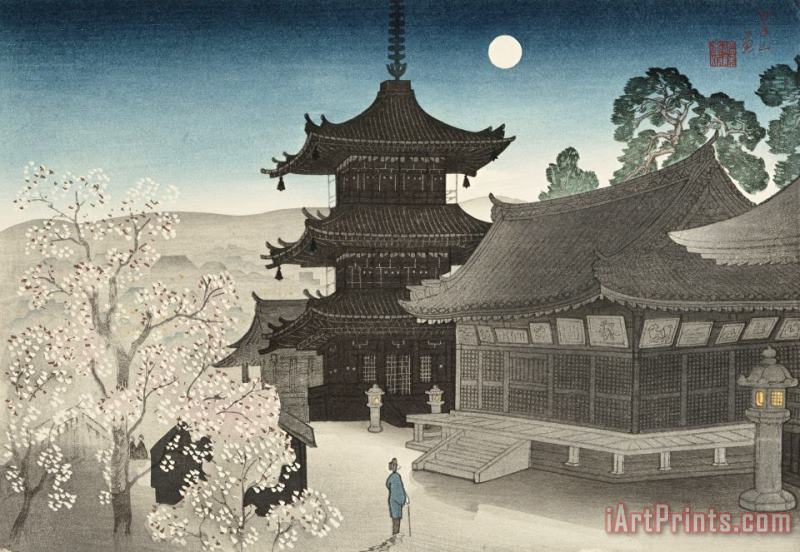 Miki Suizan Kiyomizu Temple on a Spring Night (haru No Yo No Kiyomizu) Art Print