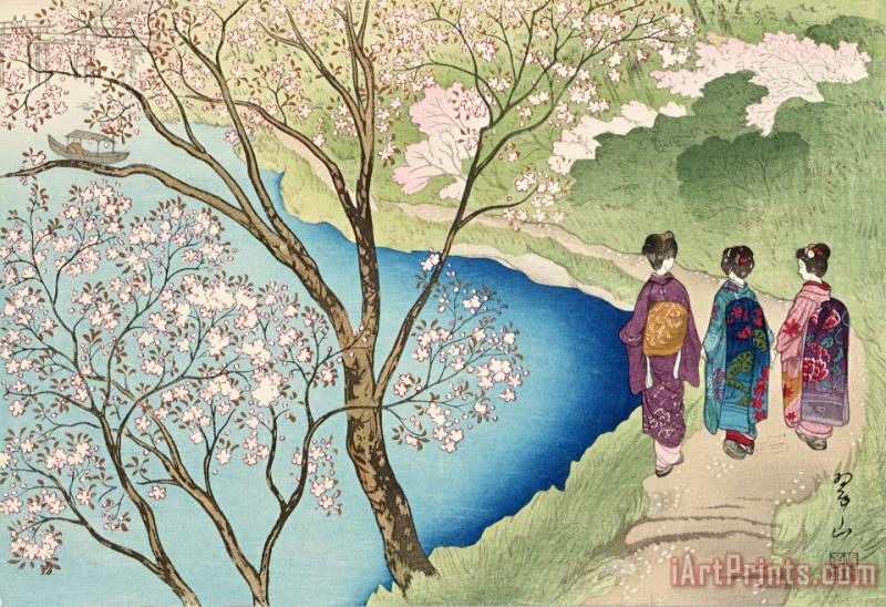 Mt. Arashi in Spring painting - Miki Suizan Mt. Arashi in Spring Art Print