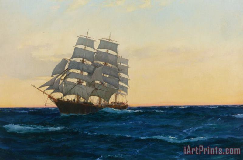 Sunset at Sea painting - Montague Dawson Sunset at Sea Art Print