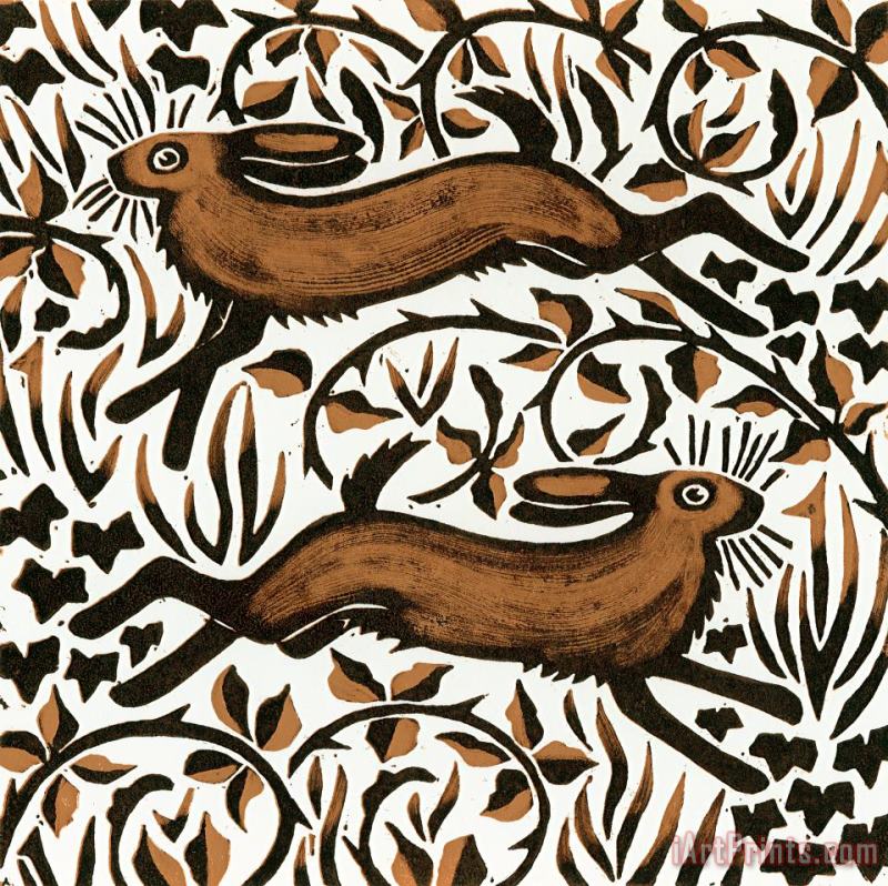 Nat Morley Bramble Hares Art Print
