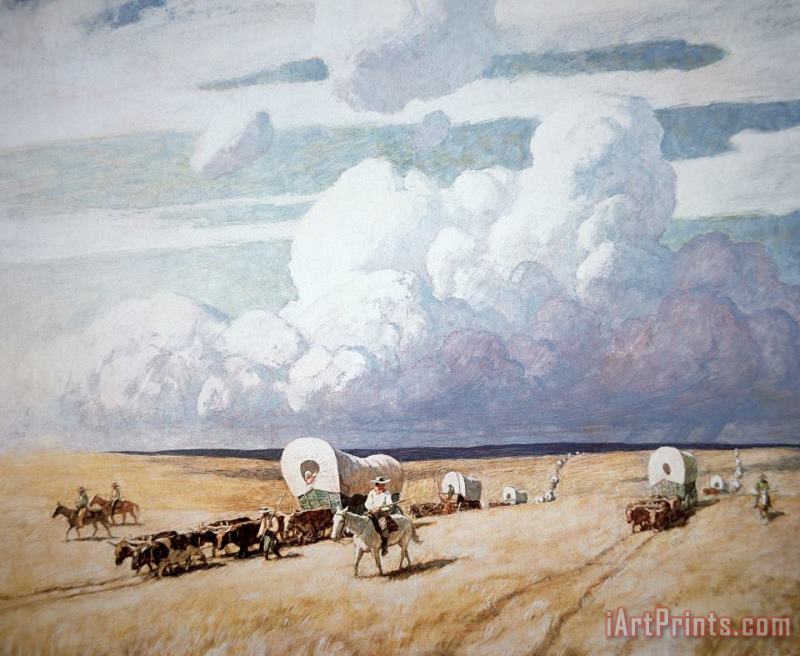 Covered Wagons Heading West painting - Newell Convers Wyeth Covered Wagons Heading West Art Print