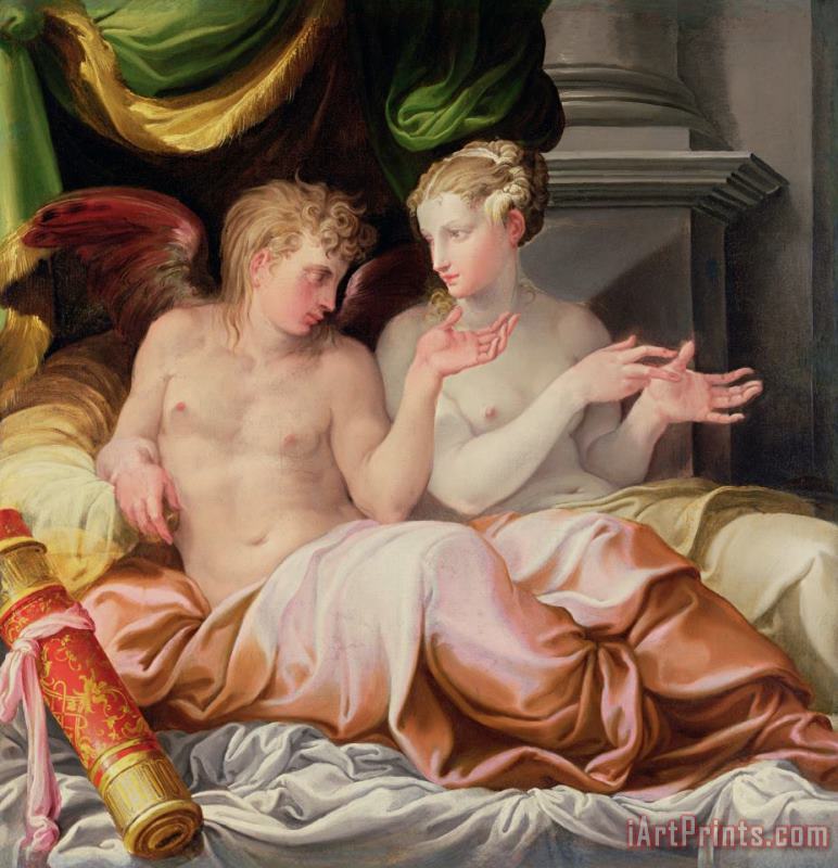 Eros and Psyche painting - Niccolo dell Abate Eros and Psyche Art Print