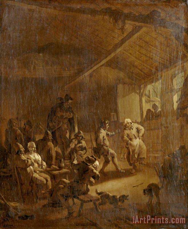 Nicolaes Pietersz Berchem Peasants Dancing in a Barn Art Print