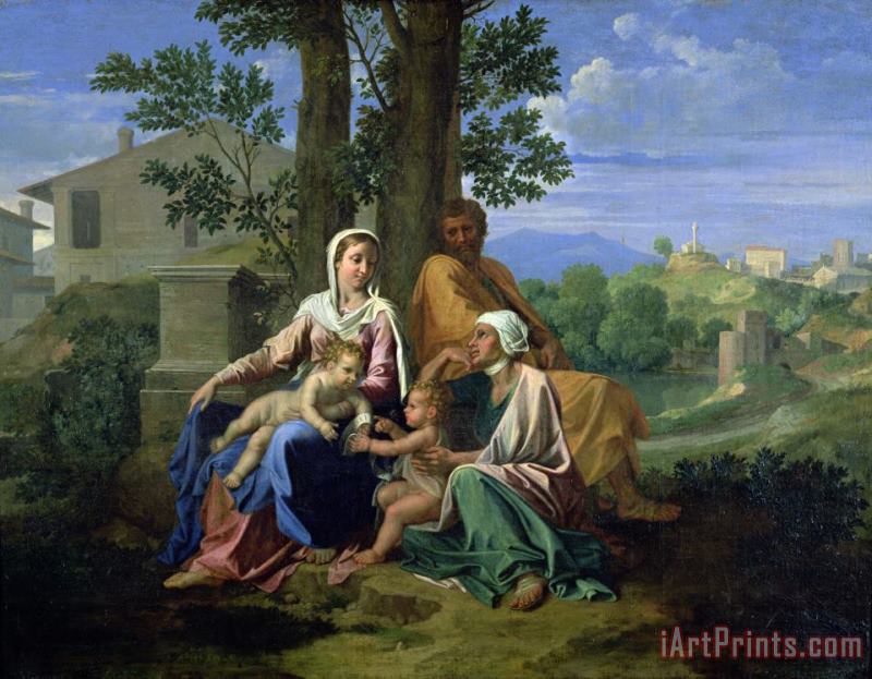 The Holy Family with SS John Elizabeth and the Infant John the Baptist painting - Nicolas Poussin The Holy Family with SS John Elizabeth and the Infant John the Baptist Art Print