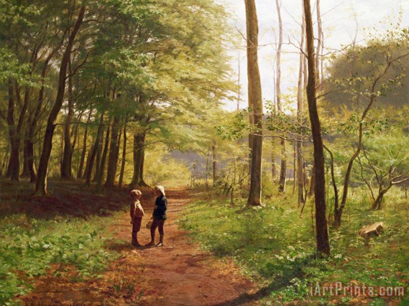 Niels Christian Hansen A Walk in the Forest Art Painting