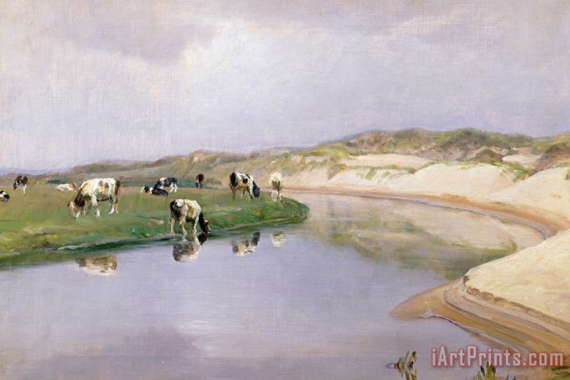Niels Pedersen Mols Cows Grazing at Liver As North Jutland Art Painting