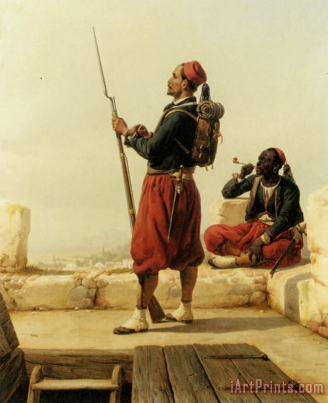 Niels Simonsen A Nubian And an Egyptian Guard in a Lookout Tower Art Print