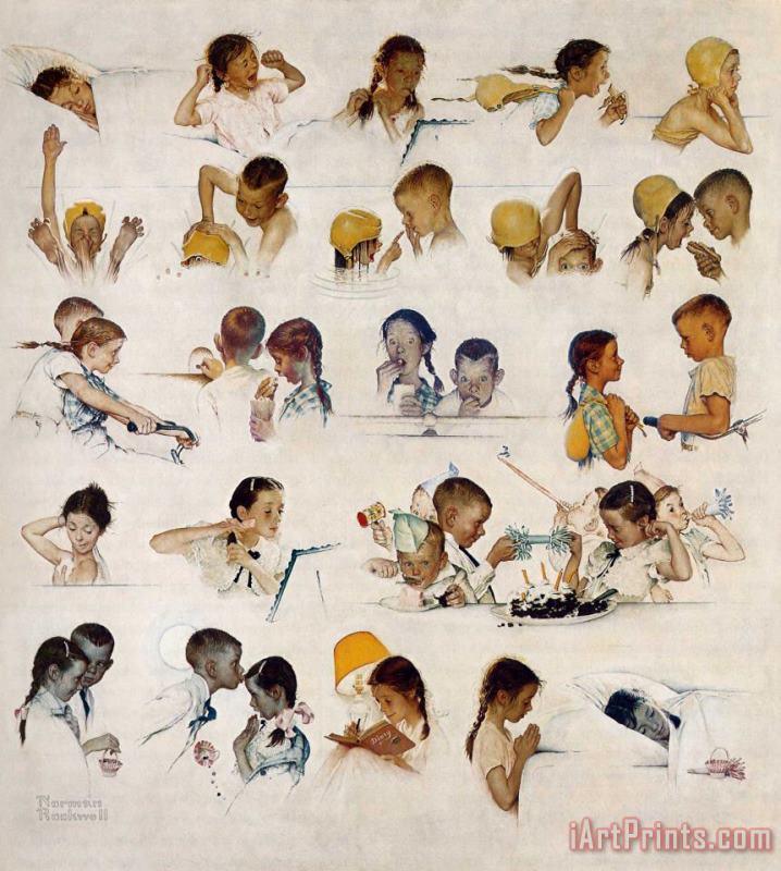 Norman Rockwell Day in The Life of a Little Girl Art Painting