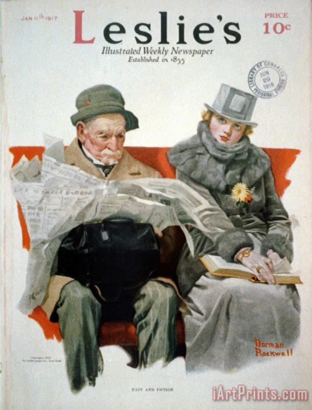 Norman Rockwell Fact And Fiction 1917 Art Print