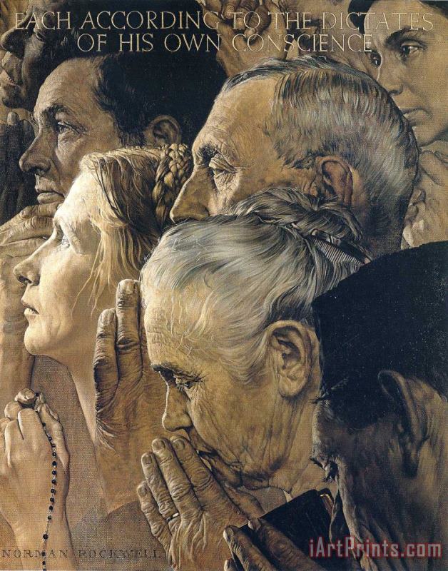 Norman Rockwell Freedom to Worship 1943 Art Painting