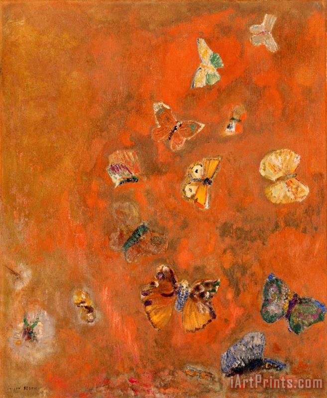 Evocation of Butterflies painting - Odilon Redon Evocation of Butterflies Art Print