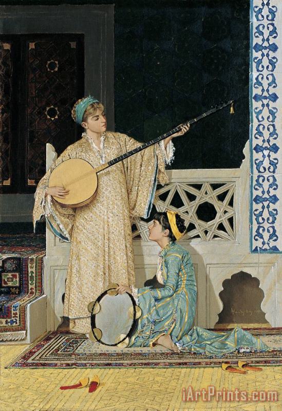 Osman Hamdi Bey Two Musician Girls Art Painting