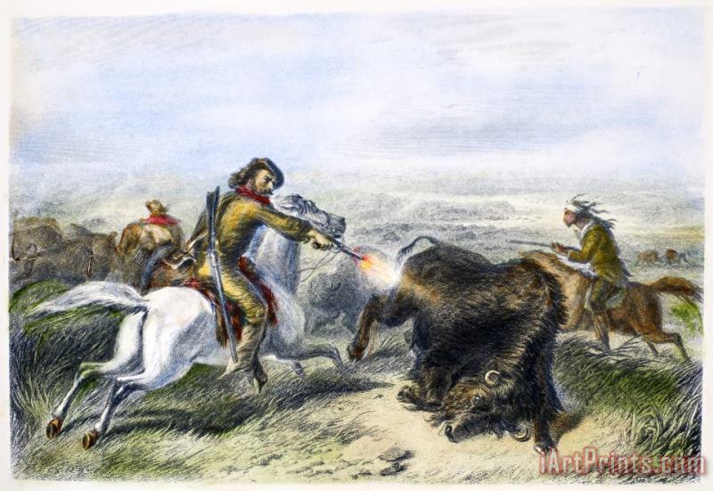 Buffalo Hunting, 1870 painting - Others Buffalo Hunting, 1870 Art Print