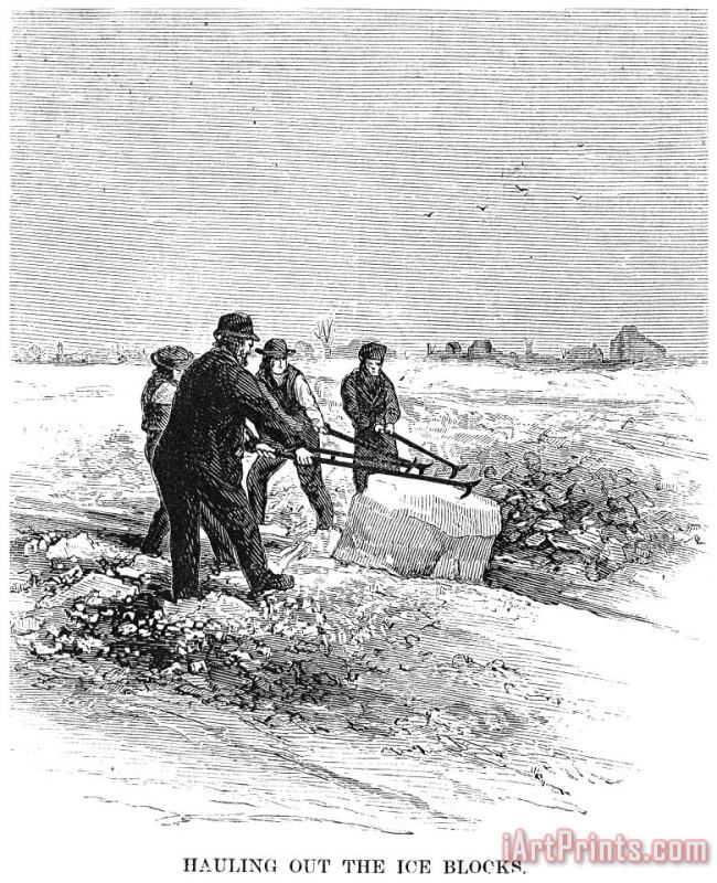 Others CUTTING ICE, c1870 Art Painting