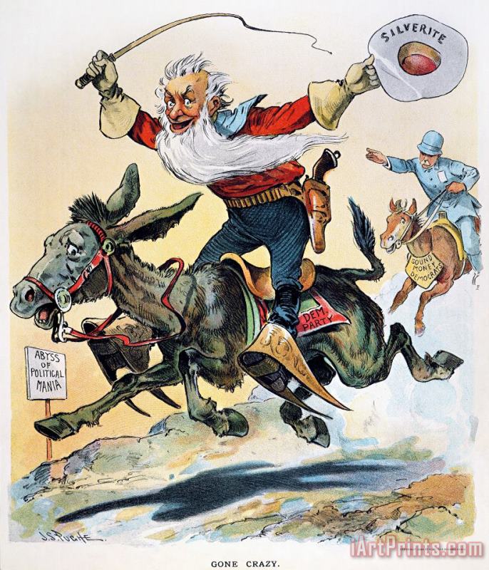 Others Free Silver Cartoon, 1896 Art Painting