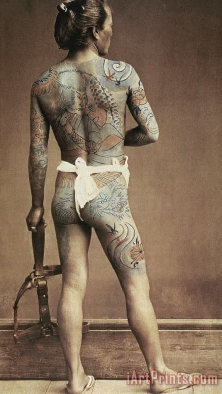 Others Man With Traditional Japanese Irezumi Tattoo Art Print