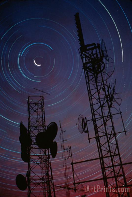 Others Radio Towers And Star Trails Art Painting