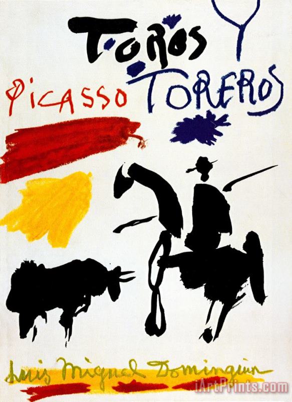 Pablo Picasso Bull with Bullfighter Art Painting