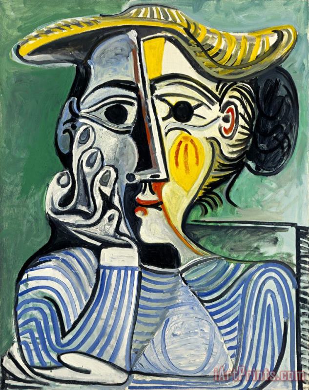 Pablo Picasso Femme Au Chignon Et Au Chapeau Art Print