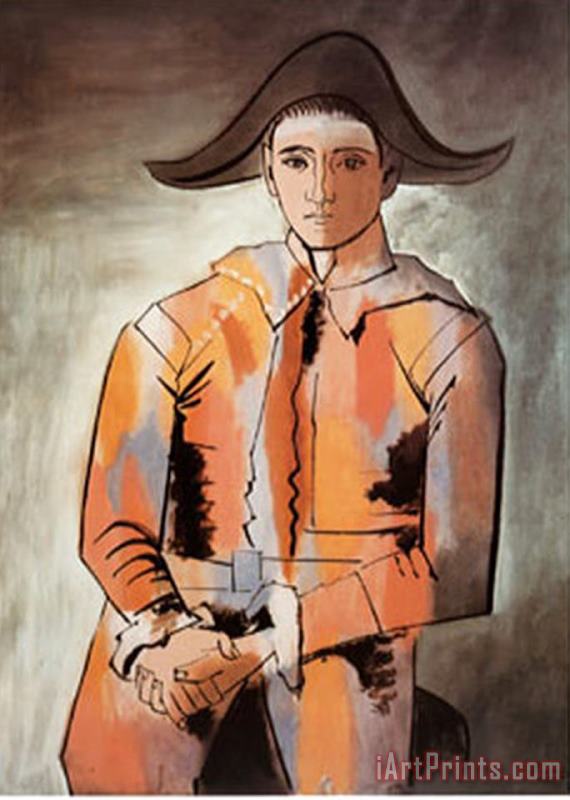 Pablo Picasso Harlequin with Folded Hands C 1923 Art Painting