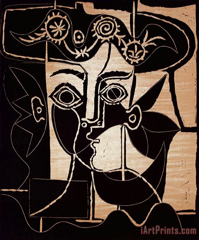 Pablo Picasso Large Woman's Head with Decorated Hat Art Painting