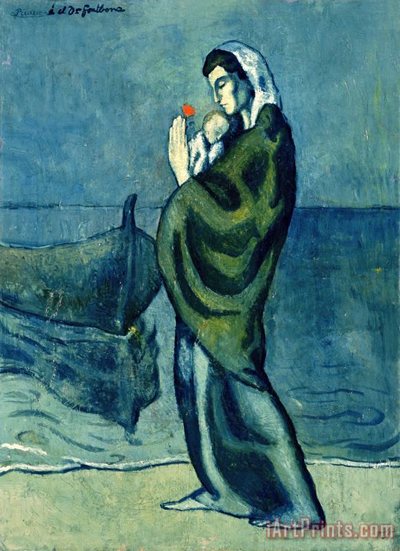 Mother And Child on The Beach 1902 painting - Pablo Picasso Mother And Child on The Beach 1902 Art Print