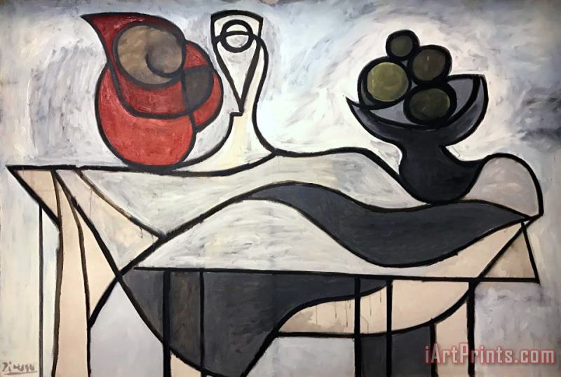 Pablo Picasso Pitcher And Bowl of Fruit Art Painting