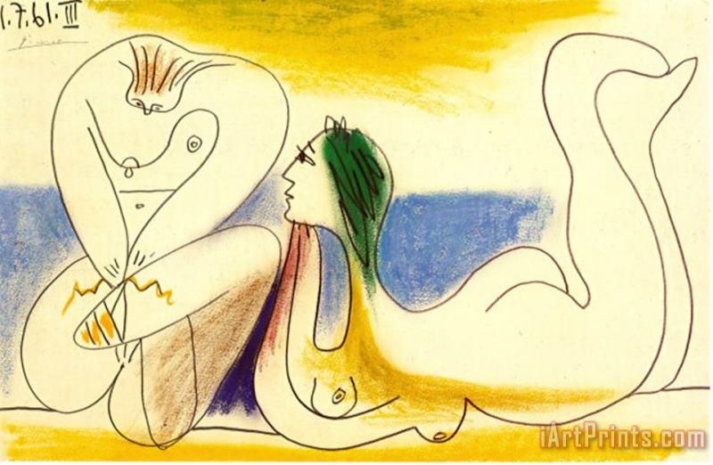 Pablo Picasso Sur La Plage 1961 Art Print