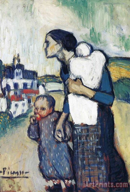 Pablo Picasso The Mother Leading Two Children 1901 Art Print