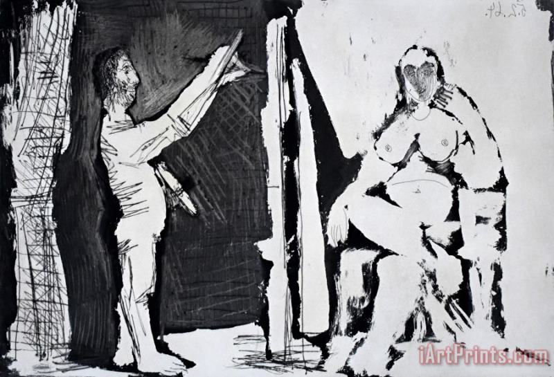 Pablo Picasso The Painter And His Model Le Peintre Et Son Modele, 1964 Art Print
