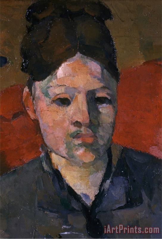 Detail of Woman's Head From The Artist's Wife in a Red Armchair painting - Paul Cezanne Detail of Woman's Head From The Artist's Wife in a Red Armchair Art Print