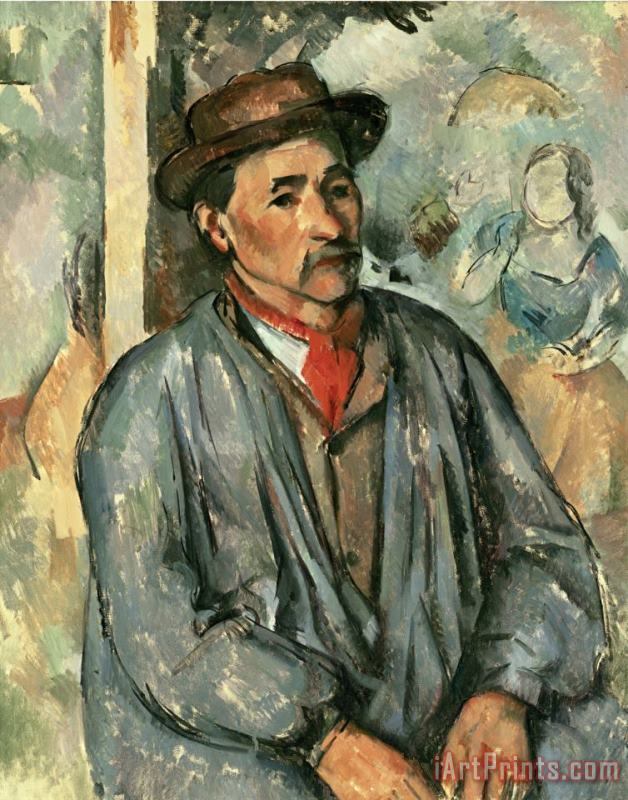 Paul Cezanne Farmer in Blue Shirt 1895 97 Art Painting